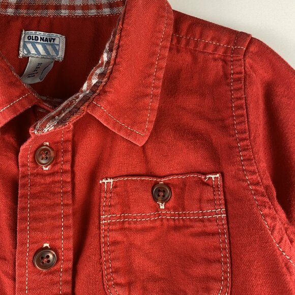 Old Navy Red Long-Sleeve Button-Down Shirt size 3T - Picture 9 of 11